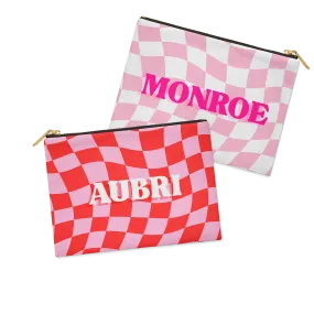 WAVY CHECKERBOARD PERSONALIZED ACCESSORY BAG FLAT