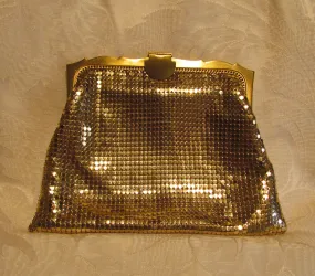 Whiting Davis Gold Mesh Clutch Purse 1930s Mint Unused