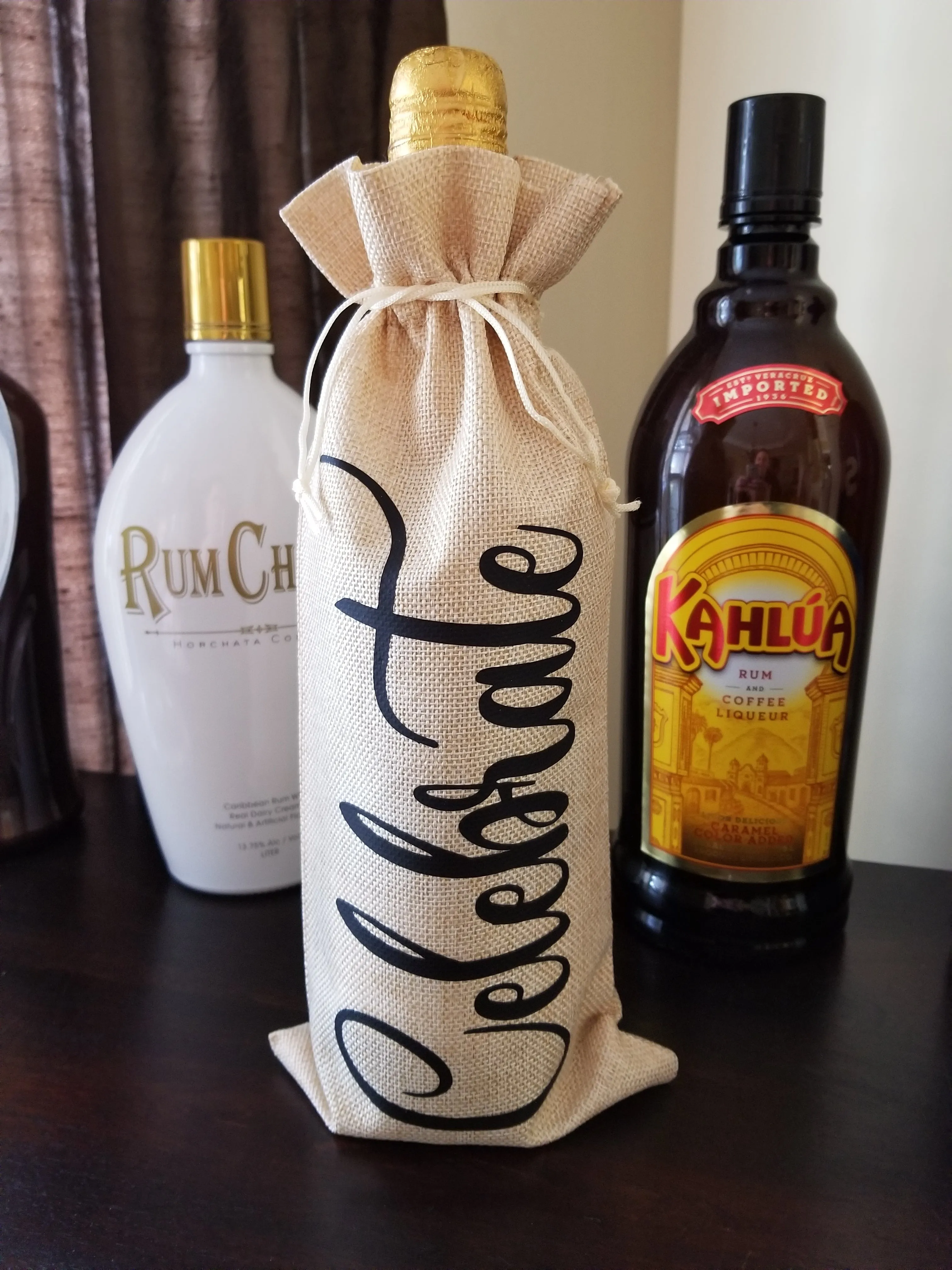 Wine Bag - Merry and Bright Custom/Personalized Jute