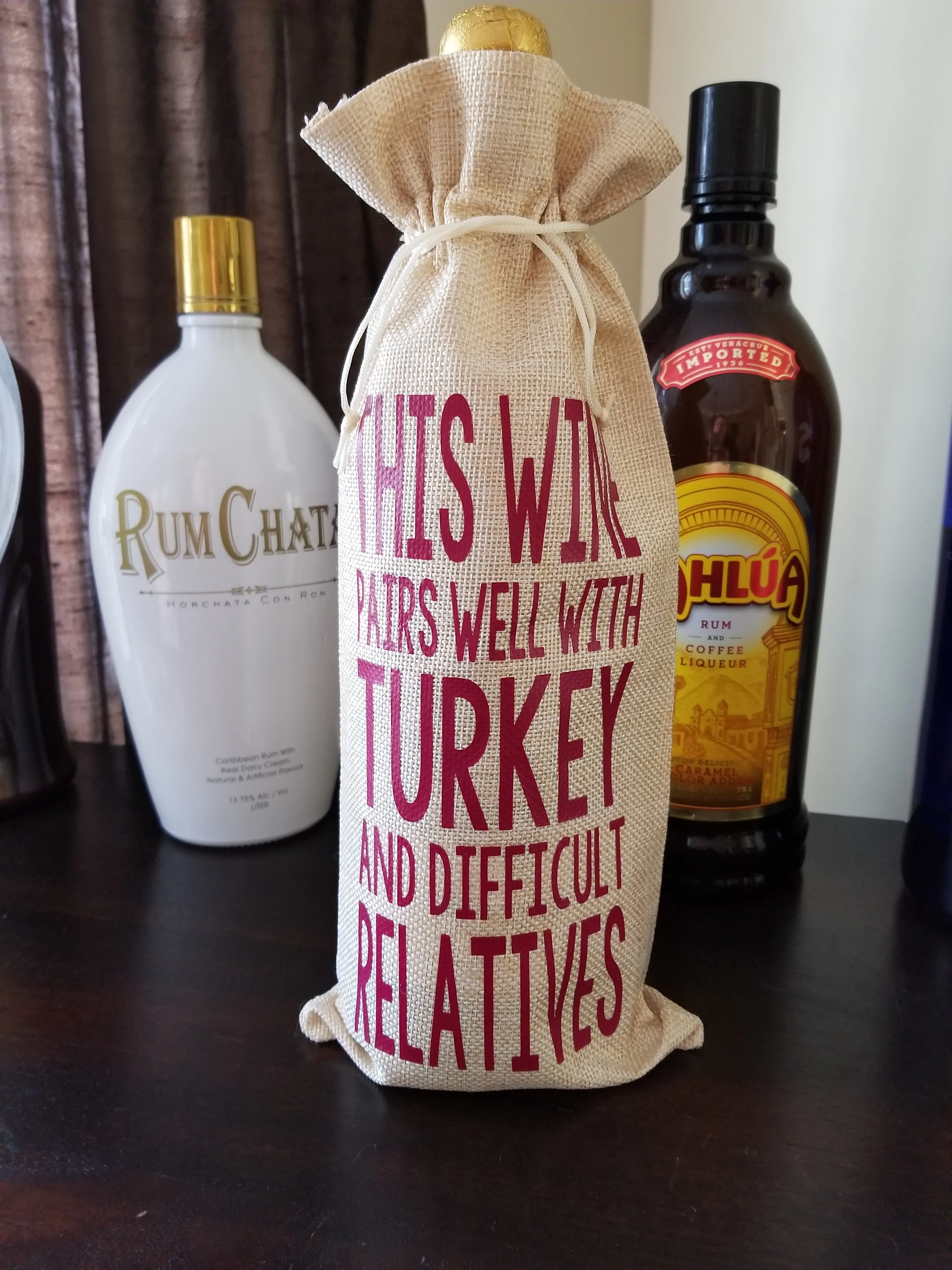 Wine Bag - Merry and Bright Custom/Personalized Jute