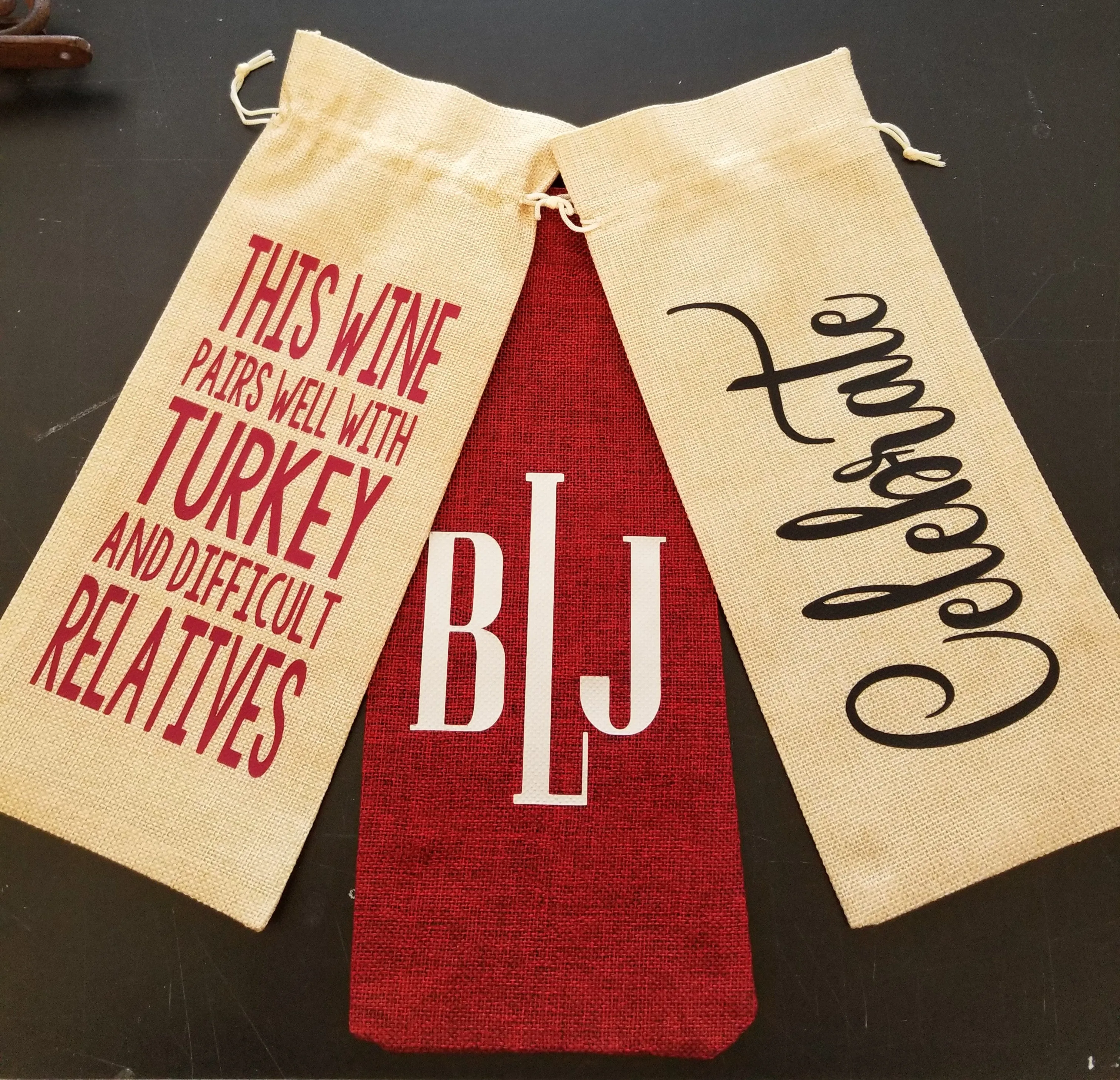 Wine Bag - Merry and Bright Custom/Personalized Jute