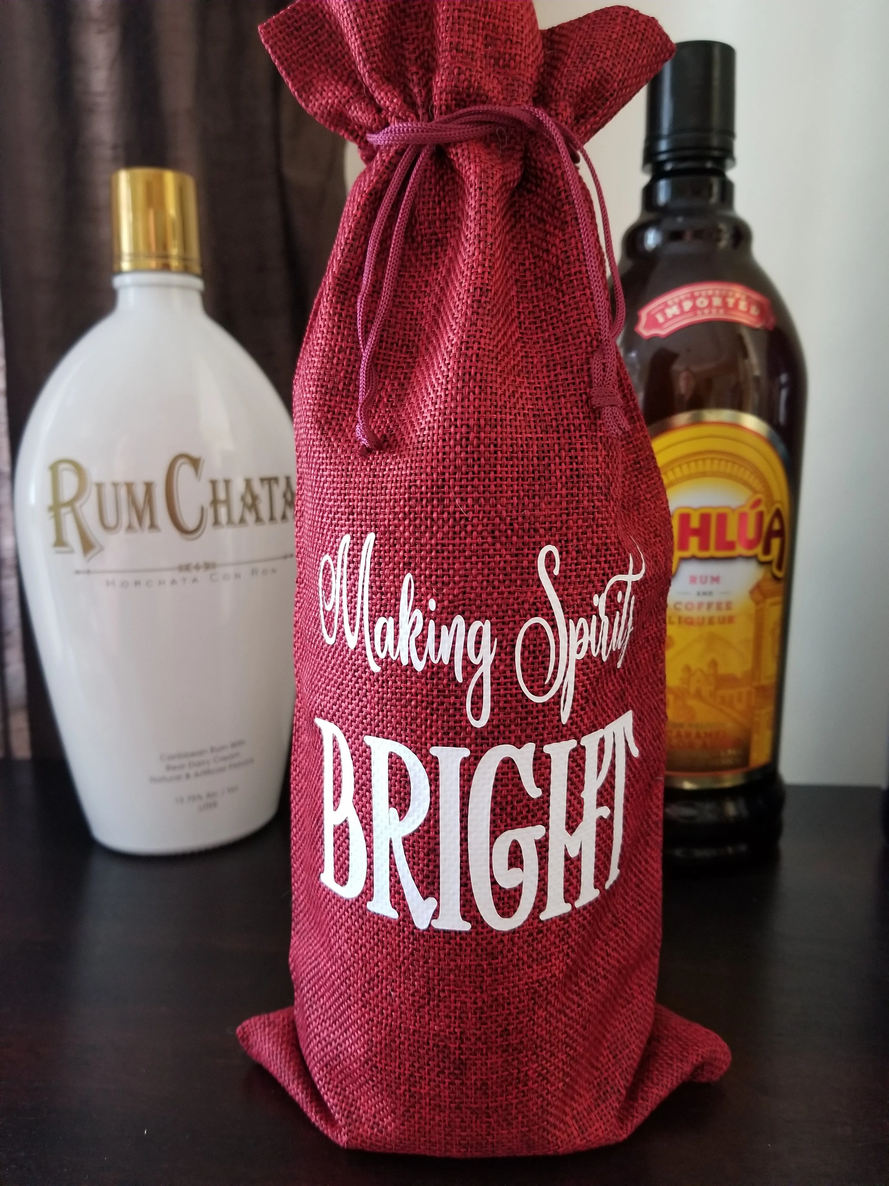 Wine Bag - Merry and Bright Custom/Personalized Jute