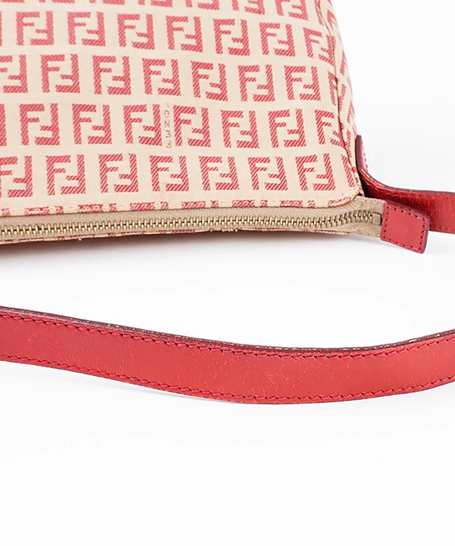 【WOMEN】FENDI ズッキーノ柄ハンドバッグ レッド×ベージュ ヴィンテージ