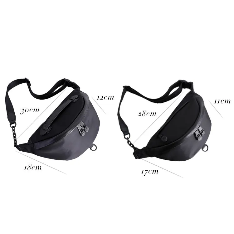 Womens Black Nylon Leather Fanny Pack Nylon Chest Bag Womens Hip Bag Waist Bag For Women