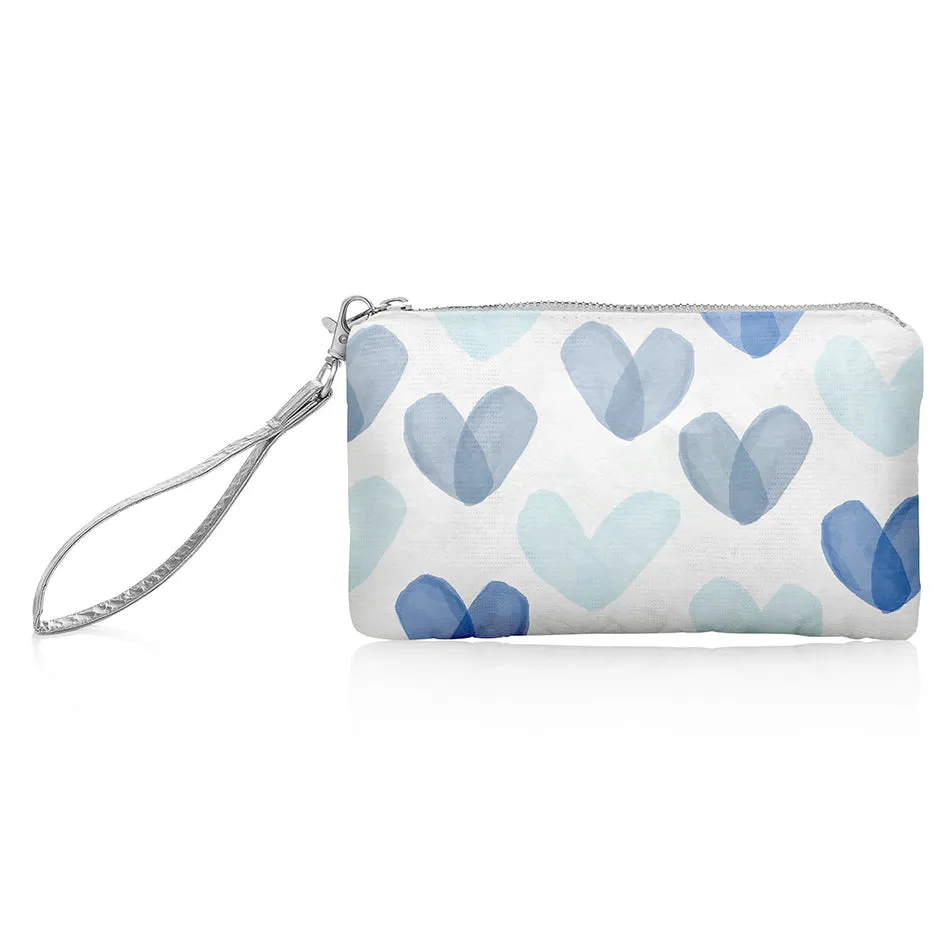 Zip Wristlet - "Language of Love" in Shades of Blue